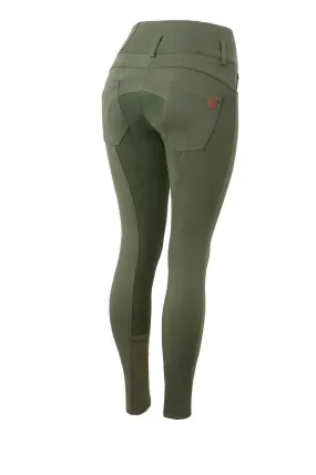 Horze Pantalones de Montar con Cintura Altade Asiento Completo de Cuero para Mujer Tara